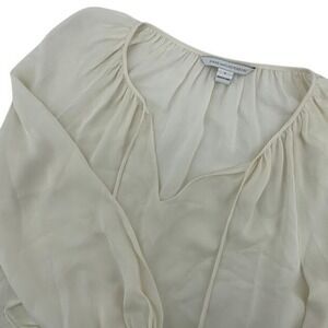 Diane von Furstenberg Blouse Long Sleeve‎ Tassel Tie Neck Ivory Size 6